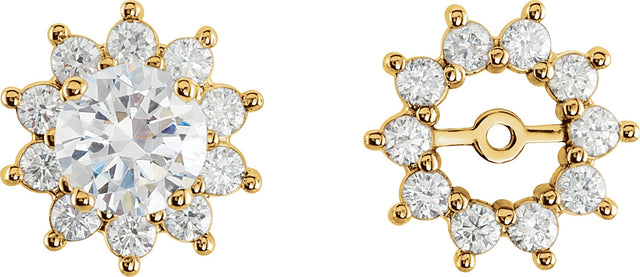 14K Gold Natural Diamond Halo-Style Earring Jackets VI - Yellow Gold