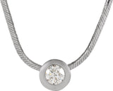 14K Gold Round Natural Diamond Bezel-Set Solitaire Necklace or Pendant