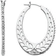 14K Gold Round Natural Diamond Floral U-Hoop Earrings - White Gold