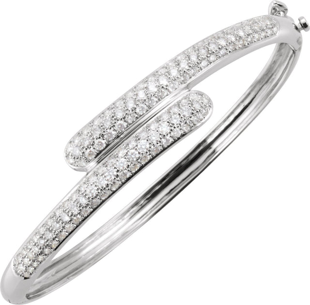 14K Gold Round Natural Diamond Pavé-Style Bangle Bracelet - view 3