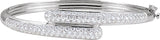 14K Gold Round Natural Diamond Pavé-Style Bangle Bracelet