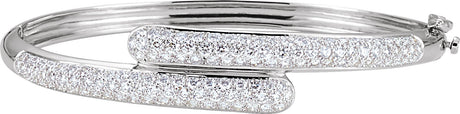 14K Gold Round Natural Diamond Pavé-Style Bangle Bracelet