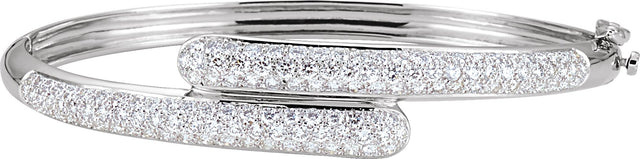 14K Gold Round Natural Diamond Pavé-Style Bangle Bracelet