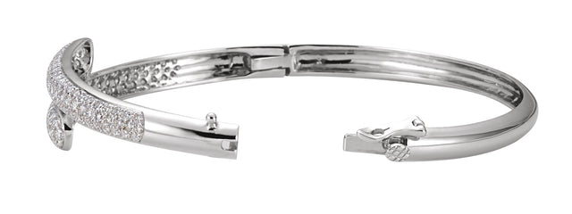 14K Gold Round Natural Diamond Pavé-Style Bangle Bracelet - view 2