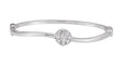 14K Gold Round Natural Diamond Cluster Hinged Bangle Bracelet