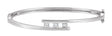 14K Gold Round Natural Diamond Three-Stone Hinged Bangle Bracelet