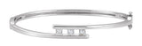 14K Gold Round Natural Diamond Three-Stone Hinged Bangle Bracelet