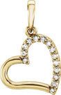 14K Gold Round Natural Diamond Accented Heart Pendant – 1mm Stones - Yellow Gold