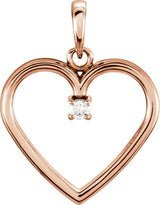 14K Gold Round Natural Diamond Heart Pendant – up to 0.025 CTW - Rose Gold