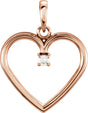 14K Gold Round Natural Diamond Heart Pendant – up to 0.025 CTW - Rose Gold