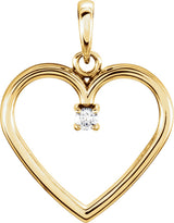 14K Gold Round Natural Diamond Heart Pendant – up to 0.025 CTW - Yellow Gold