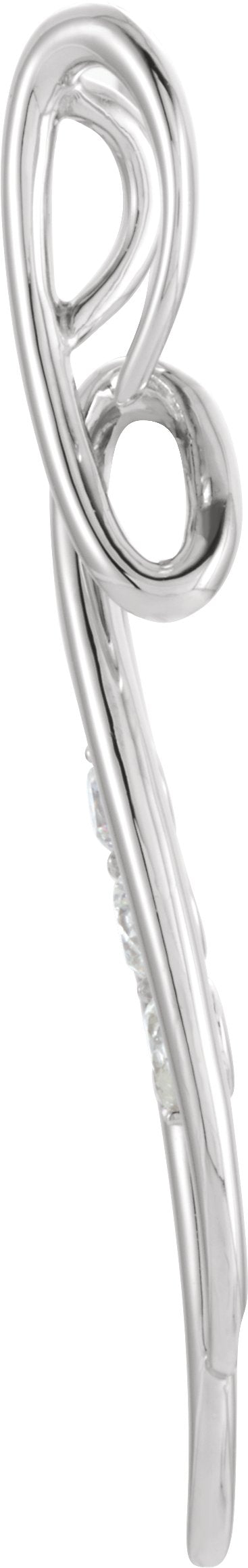 14K Gold Round Natural Diamond Accented Freeform Pendant - White Gold - view 2