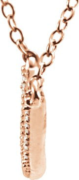 14K Gold Round Natural Diamond Bar Necklace - Rose Gold - view 2