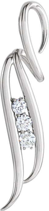 14K Gold Round Natural Diamond Accented Freeform Pendant - White Gold