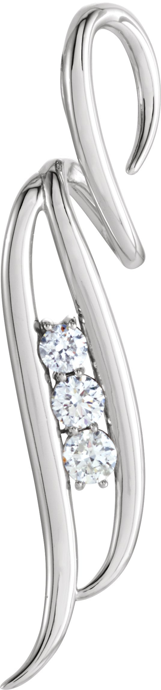 14K Gold Round Natural Diamond Accented Freeform Pendant - White Gold