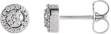 14K Gold Natural Diamond Round 4-Prong Halo-Style Earrings – 3-4mm Stones - White Gold