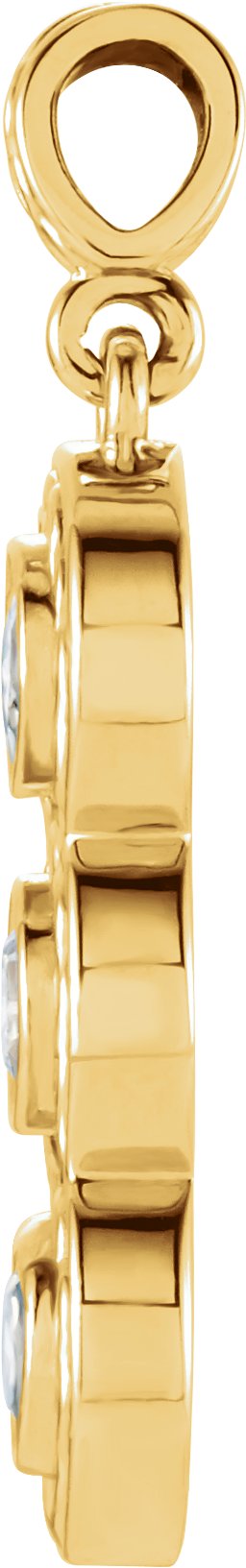 14K Gold Round Natural Diamond Three-Stone Bezel-Set Pendant - Yellow Gold - view 2