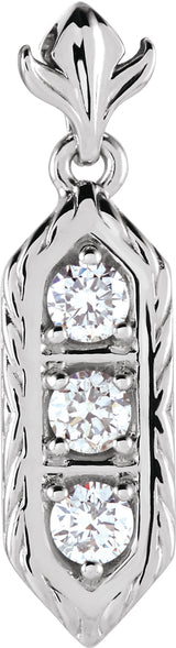 14K Gold Round Natural Diamond Three-Stone Pendant – 3.4mm Stones - Rose Gold