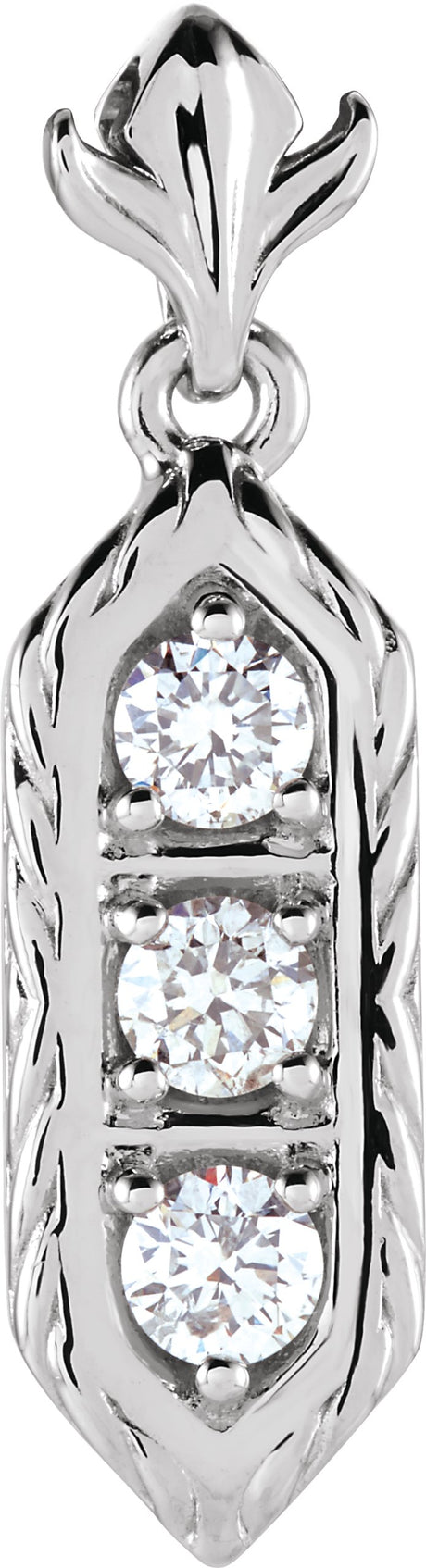 14K Gold Round Natural Diamond Three-Stone Pendant – 3.4mm Stones - Rose Gold