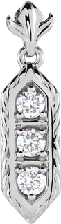 14K Gold Round Natural Diamond Three-Stone Pendant – 3.4mm Stones - Rose Gold