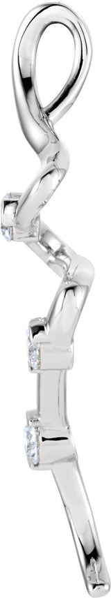 14K Gold Round Natural Diamond Three-Stone Freeform Pendant - White Gold - view 2