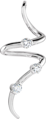14K Gold Round Natural Diamond Three-Stone Freeform Pendant - White Gold