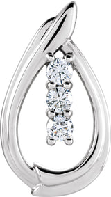 14K Gold Round Natural Diamond Three-Stone Pendant – 3/8 CTW - White Gold