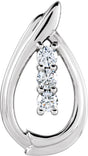14K Gold Round Natural Diamond Three-Stone Pendant – 3/8 CTW - White Gold