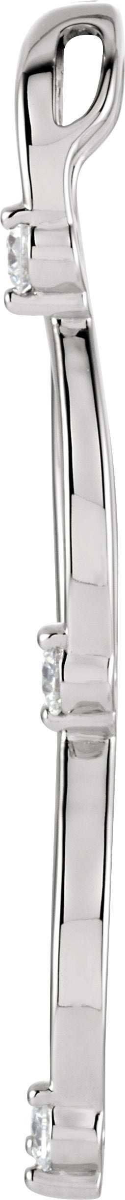 14K Gold Round Natural Diamond Three-Stone Freeform Pendant – 3.4mm Stones - Rose Gold - view 2