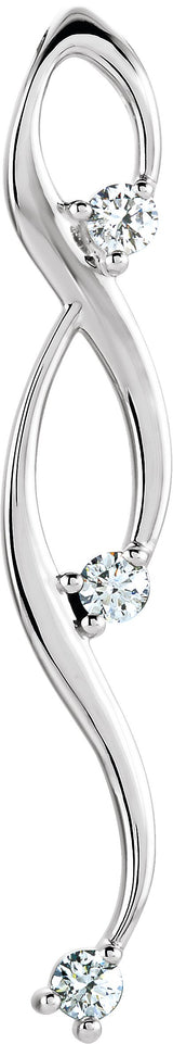 14K Gold Round Natural Diamond Three-Stone Freeform Pendant – 3.4mm Stones - White Gold