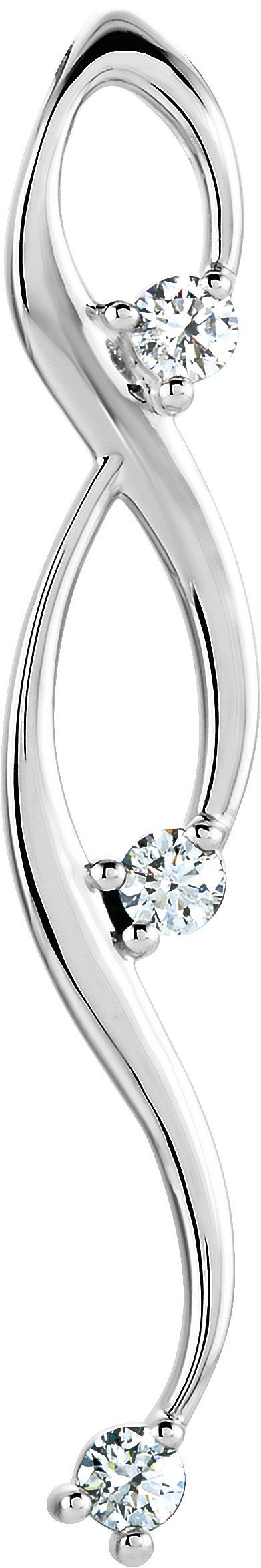 14K Gold Round Natural Diamond Three-Stone Freeform Pendant – 3.4mm Stones - White Gold