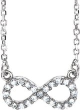 14K Gold Round Natural Diamond Infinity Necklace - White Gold