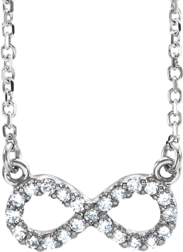 14K Gold Round Natural Diamond Infinity Necklace - White Gold