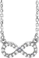14K Gold Round Natural Diamond Infinity Necklace - White Gold