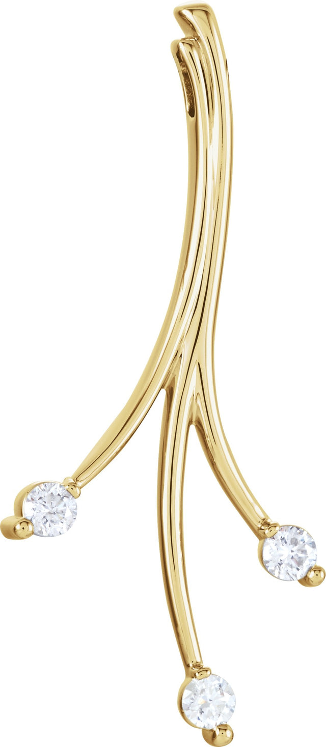 14K Gold Round Natural Diamond Three-Stone Freeform Pendant – 3/8 CTW - Rose Gold - view 2