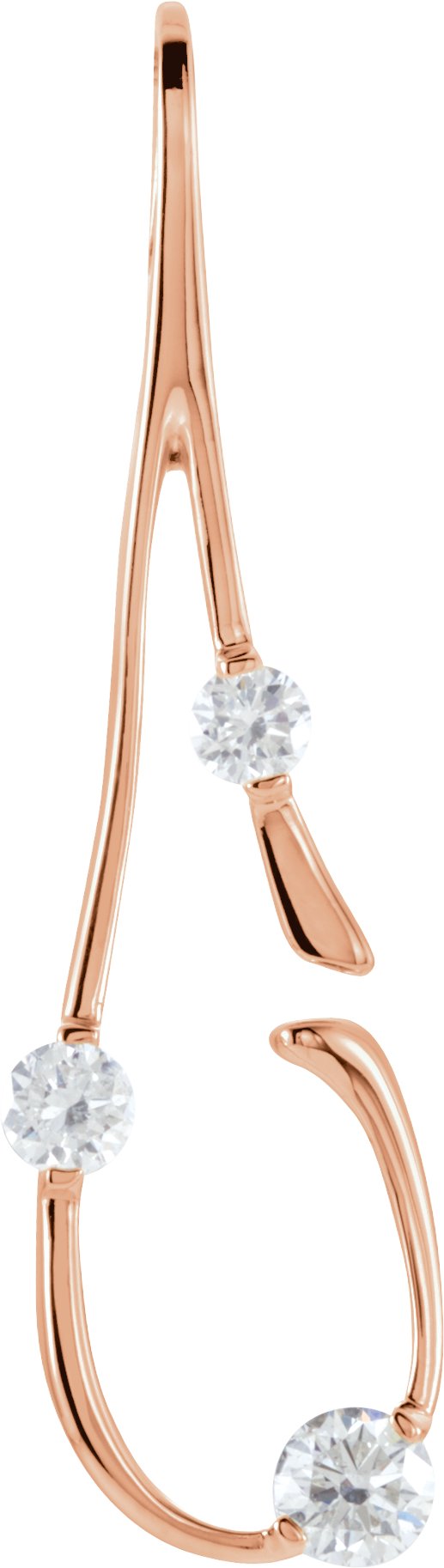 14K Gold Round Natural Diamond Accented Freeform Pendant – 1/2 CTW - Rose Gold