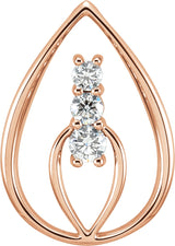 14K Gold Round Natural Diamond Three-Stone Pendant – 3.9mm Stones - Rose Gold