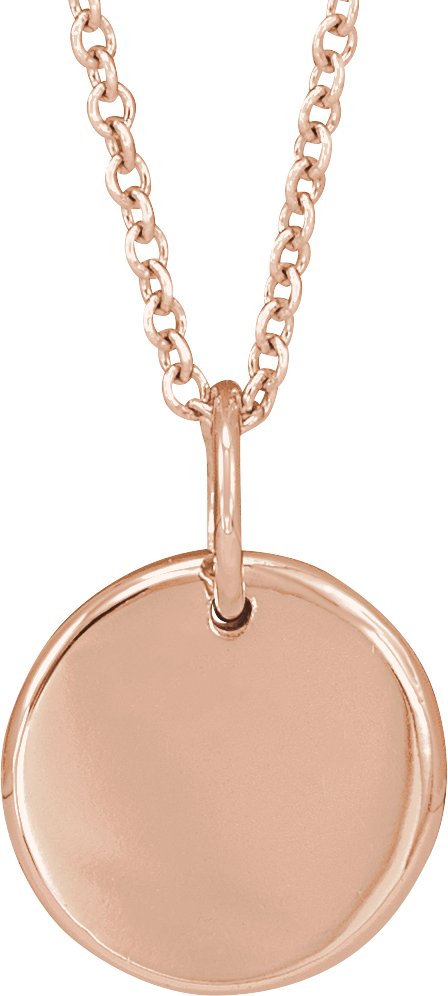 14K Gold Round Natural Diamond Engravable Accented Necklace – 0.005 CTW - Rose Gold - view 3