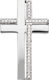 14K Gold Round Natural Diamond Cross Pendant – 1/4 CTW · 1.2mm Stones - White Gold