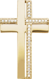 14K Gold Round Natural Diamond Cross Pendant – 1/4 CTW · 1.2mm Stones - Yellow Gold