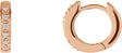 14K Gold Round Natural Diamond Accented Hoop Earrings – 1.2-1.75mm Stones - Rose Gold