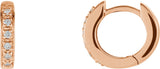 14K Gold Round Natural Diamond Accented Hoop Earrings – 1.2-1.75mm Stones - Rose Gold