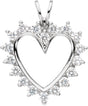 14K Gold Round Natural Diamond Heart Pendant – 9/10 CTW - White Gold