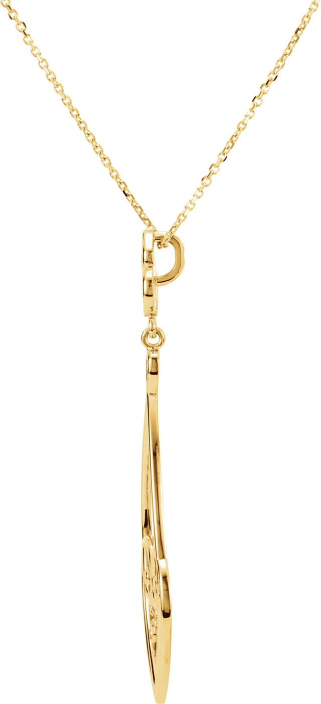 14K Gold Round Natural Diamond Fleur-de-lis Necklace or Pendant – 0.05 CTW - view 2