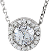 14K Gold Round Lab-Grown Diamond Halo-Style Necklace or Pendant – up to 1/4 CTW - White Gold