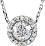 Platinum Round Natural Diamond Halo-Style Necklace or Pendant