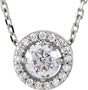 Platinum Round Natural Diamond Halo-Style Necklace or Pendant
