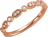 14K Gold Round Natural Diamond Accented Stackable Ring – 1/8 CTW - Rose Gold