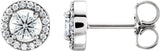 14K Gold Natural Diamond Round 4-Prong Halo-Style Earrings – 3-4mm Stones - White Gold