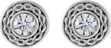 Platinum Round Natural Diamond Bezel-Set Earrings - view 2
